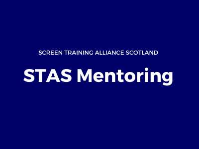 White text on navy background that reads Screen Training Alliance Scotland STAS Mentoring