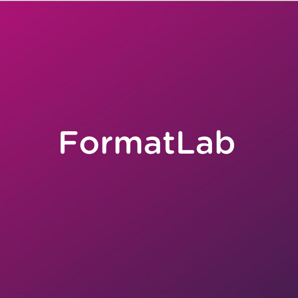 pink purple gradient background with white text reading 'FormatLab' 