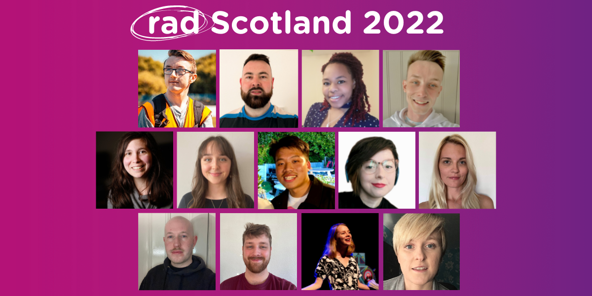 Collage of headshots of the trainees with text saying rad Scotland 2022