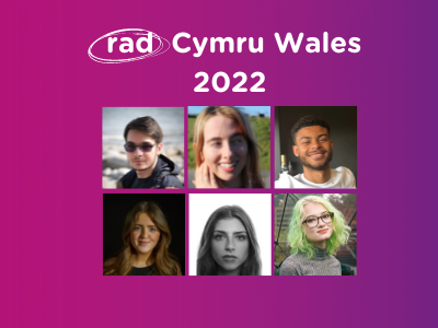 Collage of headshots of the trainees with text saying rad Cymru Wales 2022