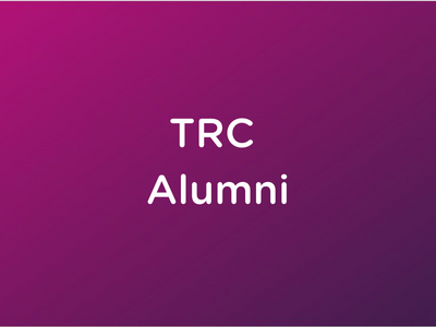 White text on purple background saying "TRC Alumni"