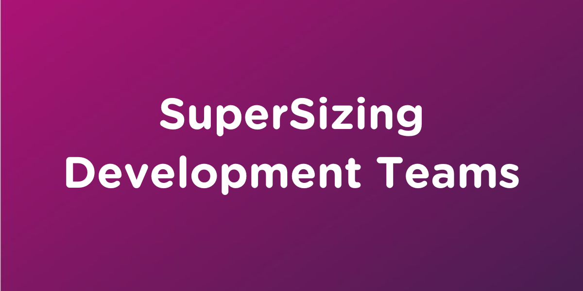 SuperSizing Development Teams logo on purple background